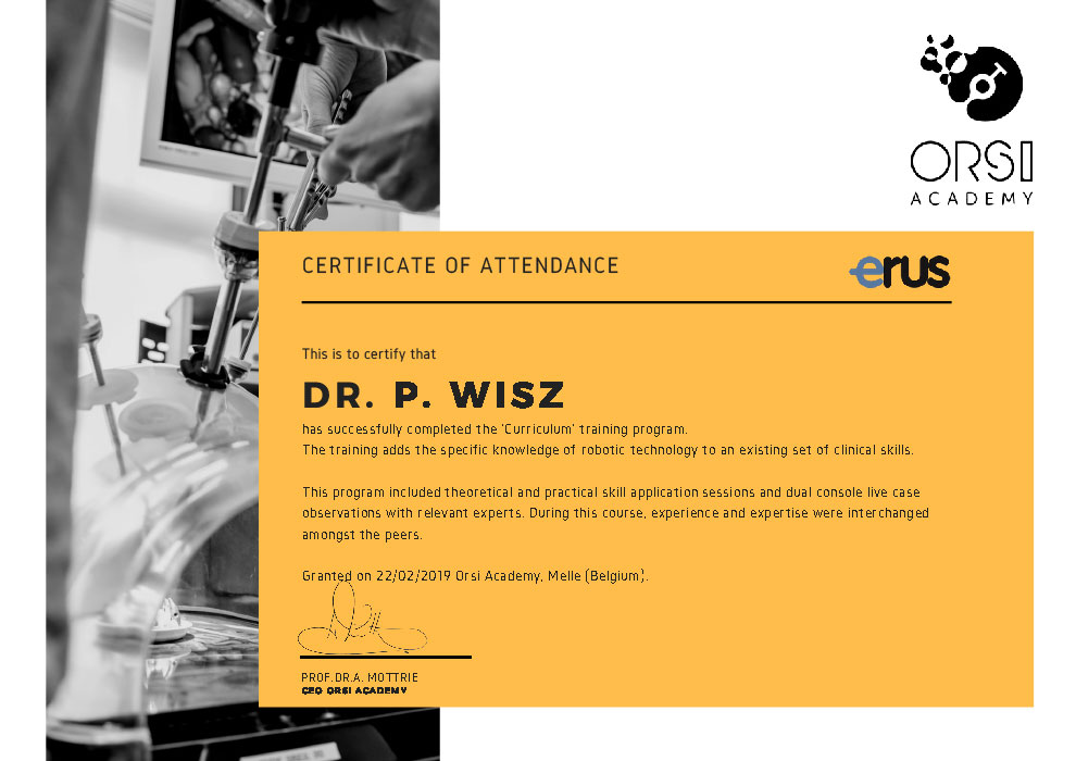 Certyfikat Dr Paweł Wisz